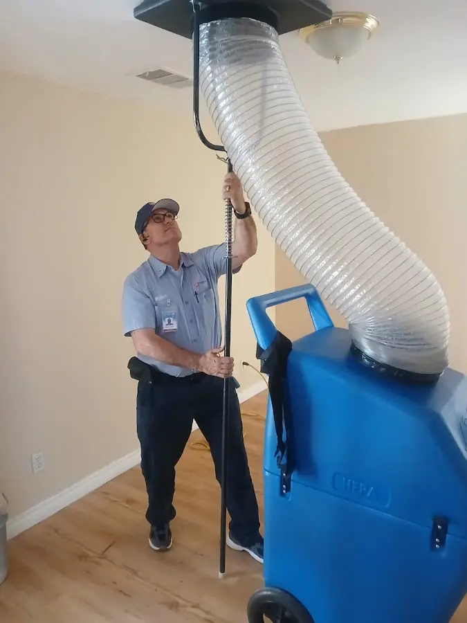 Mini Split Installation technician using HEPA equipment in Rowland Heights